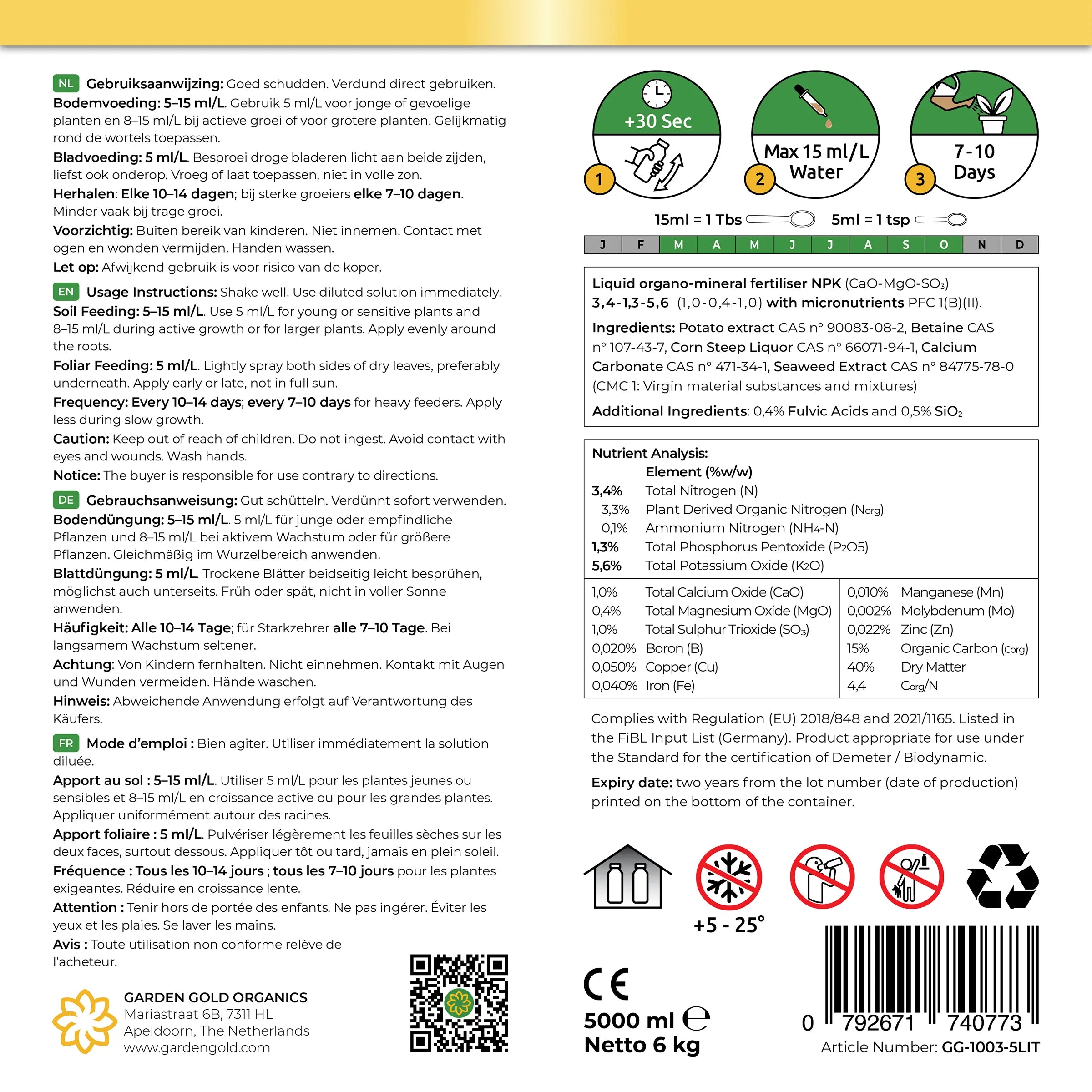 GARDEN GOLD - Product Label - Tomato/Chile Formula