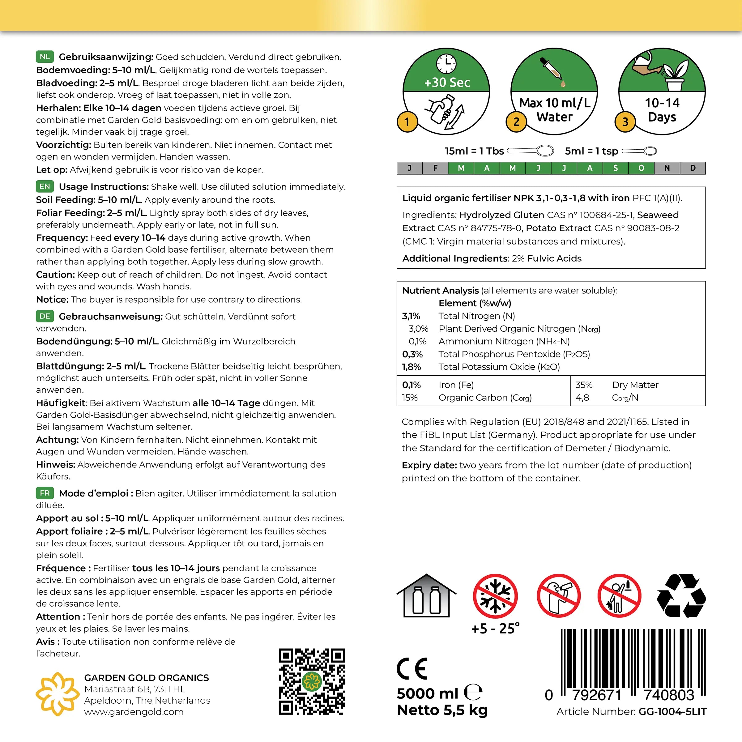GARDEN GOLD - Product Label - Sea-Prime Formula